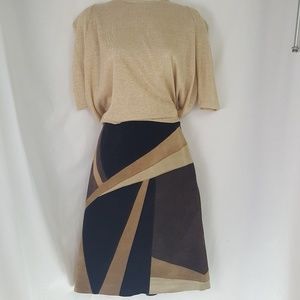 Alfani Brown Suede Pencil Patchwork Skirt